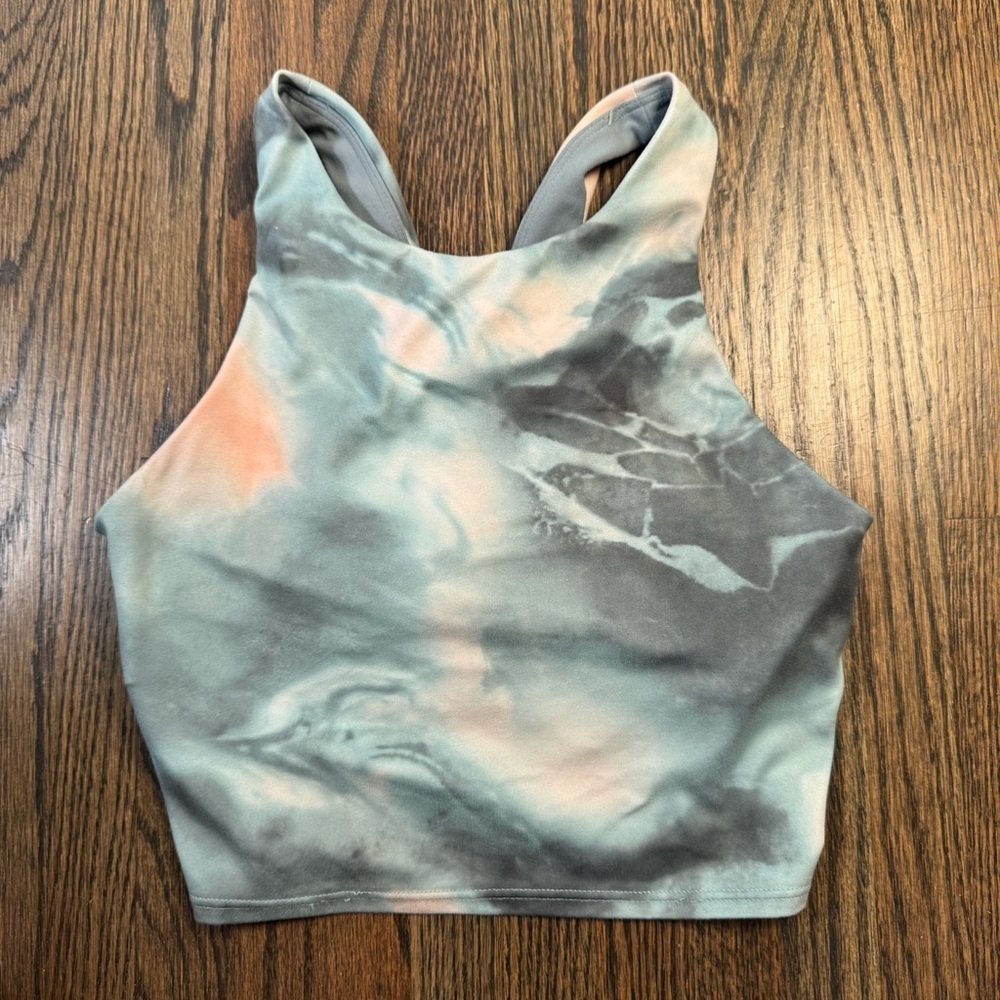 Athleta‎ Tie-Dye Blue Conscious Cropped Workout Top size XS